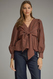 T33918 Burgundy Striped Blouse