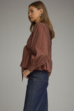 T33918 Burgundy Striped Blouse