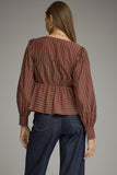 T33918 Burgundy Striped Blouse