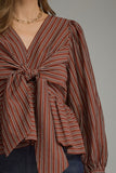 T33918 Burgundy Striped Blouse