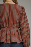 T33918 Burgundy Striped Blouse