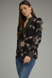 T33414 Floral Embroidered V-Neck