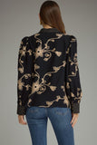 T33414 Floral Embroidered V-Neck