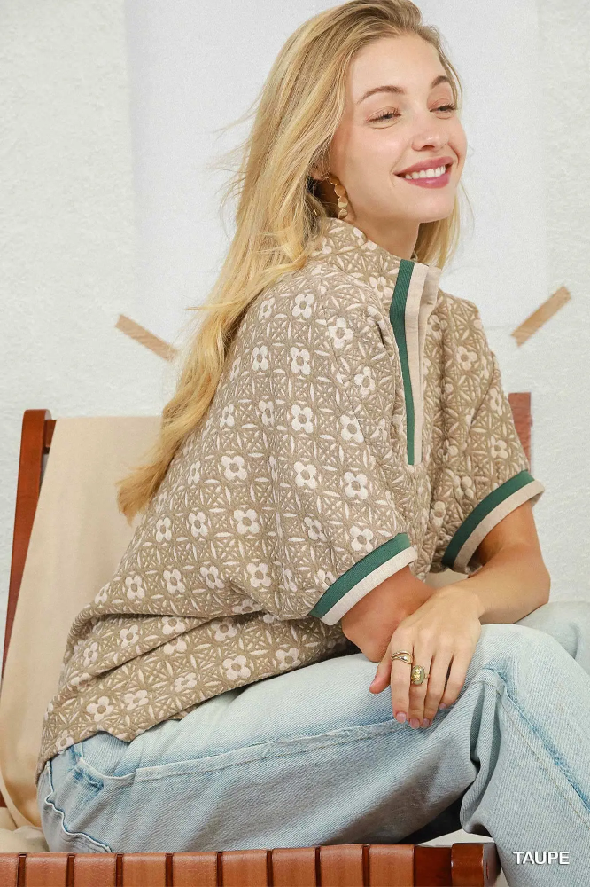 C6449 Jacquard Floral Pullover