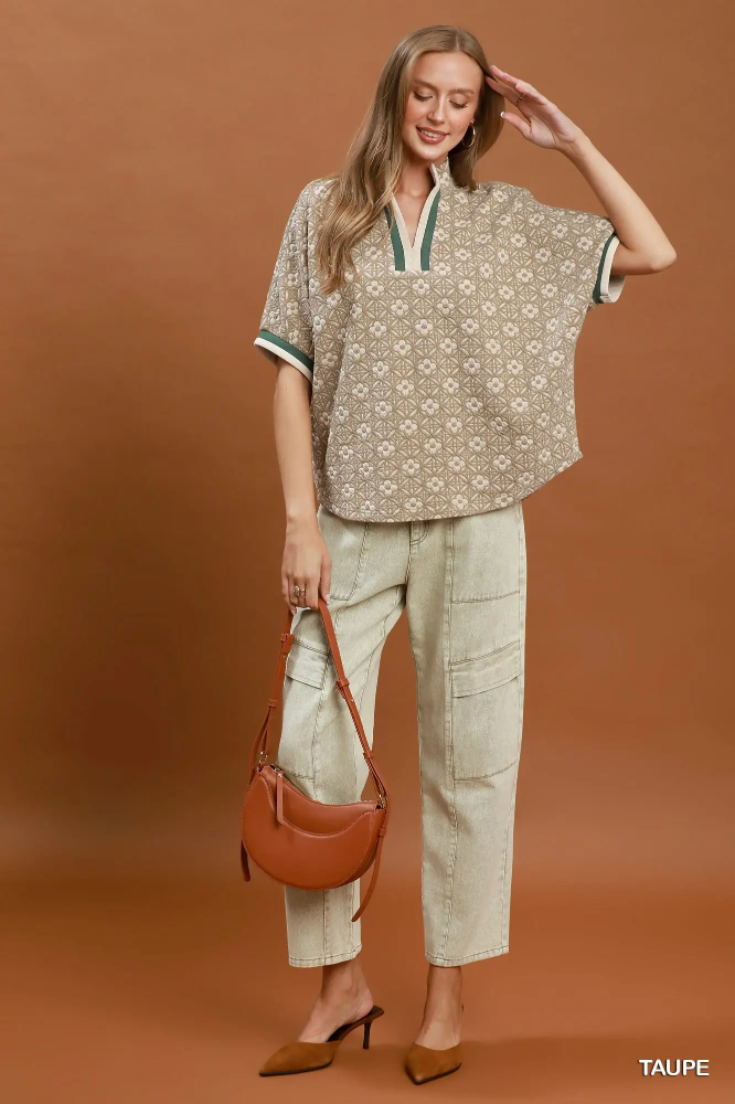 C6449 Jacquard Floral Pullover