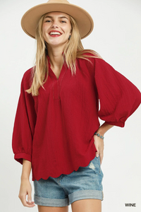 C6572 Scallop Hem Blouse
