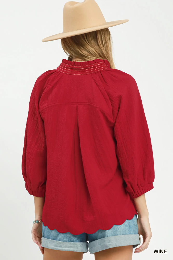 C6572 Scallop Hem Blouse