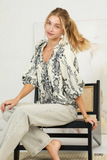 C6581 Boho Tie Neck Blouse