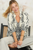 C6581 Boho Tie Neck Blouse