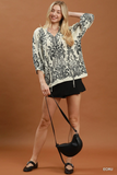 C6581 Boho Tie Neck Blouse