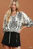 C6581 Boho Tie Neck Blouse