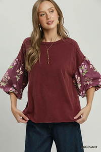 N7054 Eggplant Floral Print