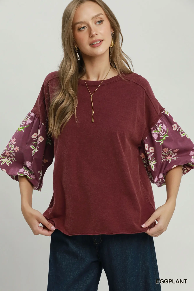 N7054 Eggplant Floral Print