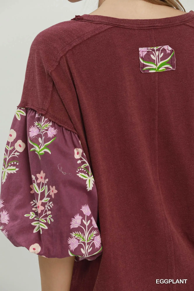 N7054 Eggplant Floral Print