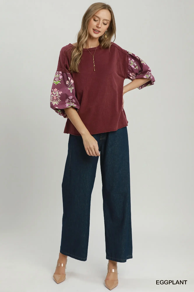 N7054 Eggplant Floral Print