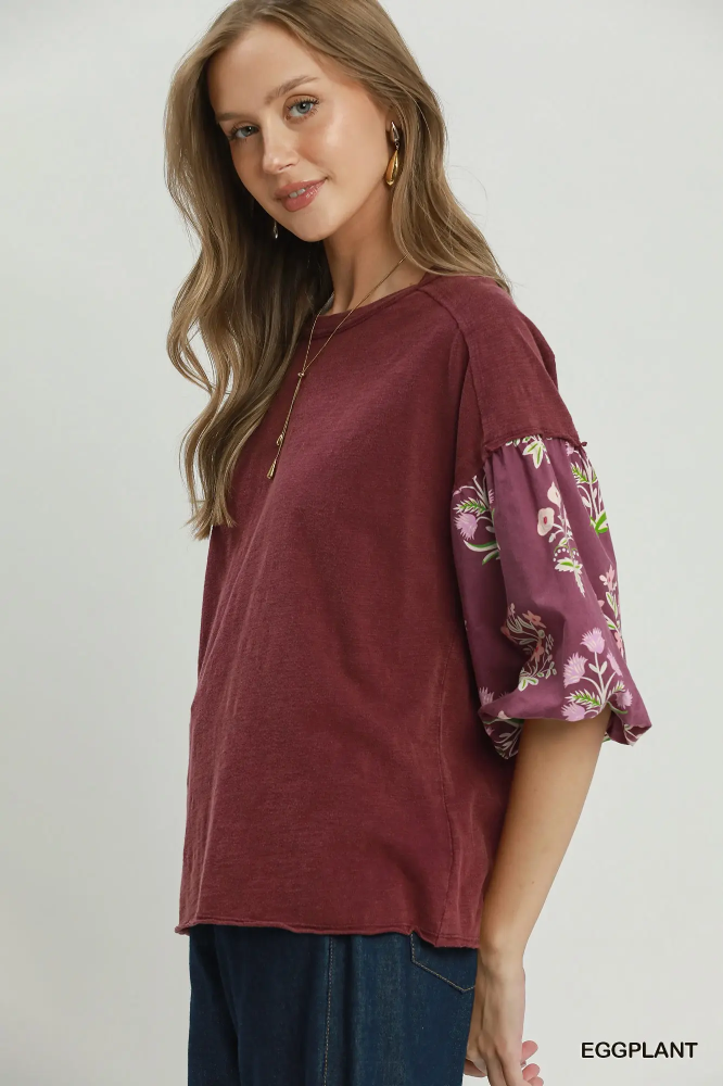N7054 Eggplant Floral Print
