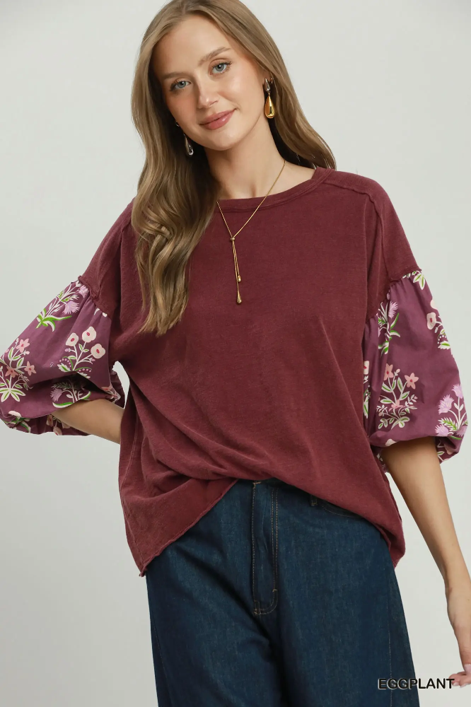 N7054 Eggplant Floral Print