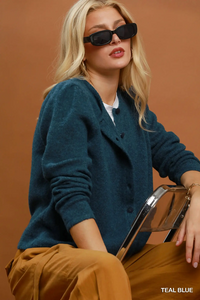 D1273 Teal Blue Cardigan