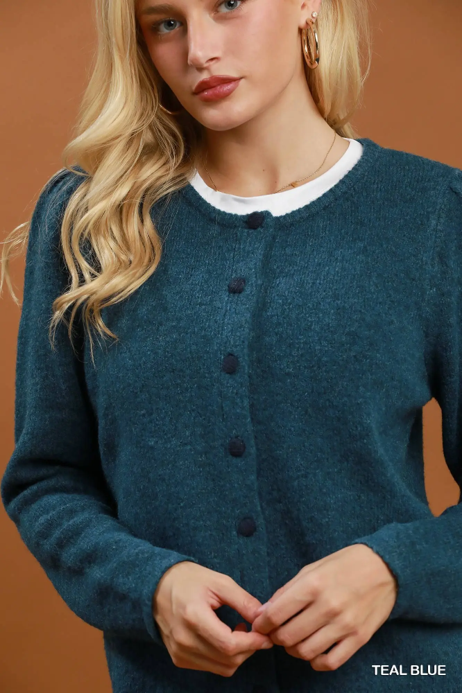 D1273 Teal Blue Cardigan