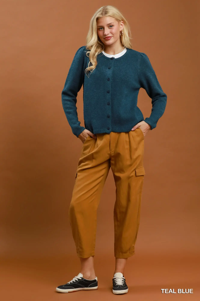 D1273 Teal Blue Cardigan