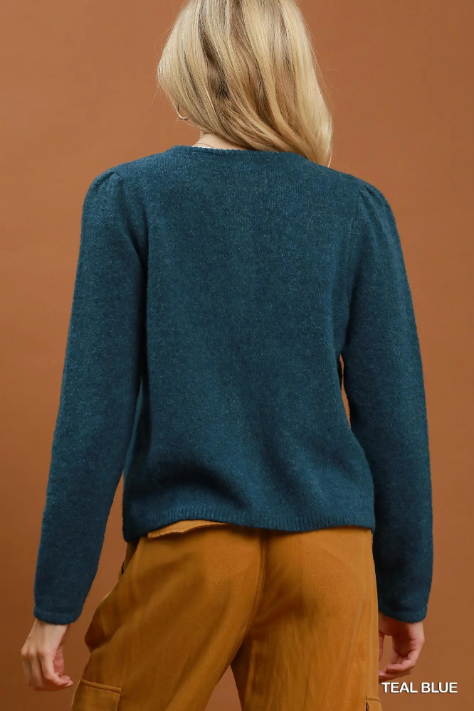 D1273 Teal Blue Cardigan