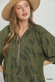 C6752 Olive Puff Sleeve Blouse