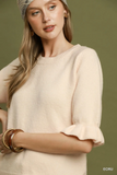 N7184 Ecru Ruffle Sleeve Sweater