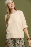 N7184 Ecru Ruffle Sleeve Sweater