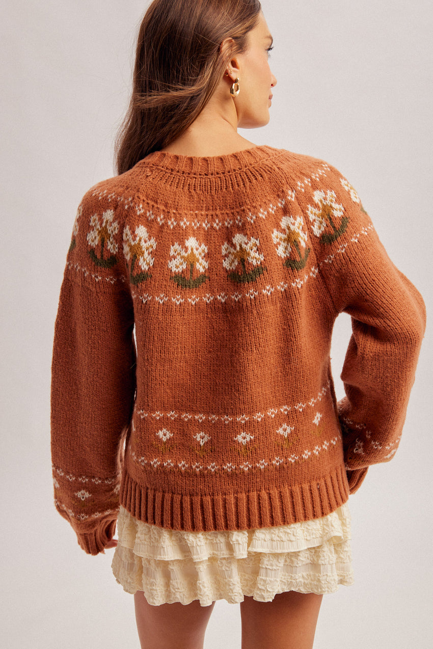 36990 Flower Sweater Cardigan