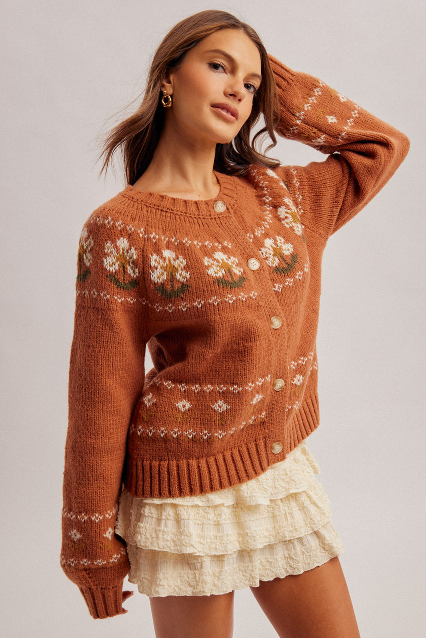 36990 Flower Sweater Cardigan