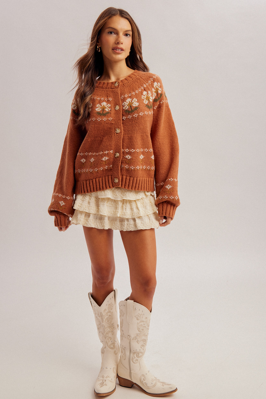 36990 Flower Sweater Cardigan