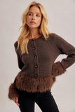 39557 Faux Fur Sweater Cardigan