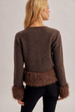 39557 Faux Fur Sweater Cardigan