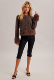 39557 Faux Fur Sweater Cardigan