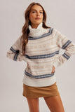 39588 Turtle Neck Fairisle LS Sweater