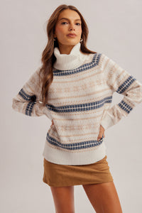 39588 Turtle Neck Fairisle LS Sweater