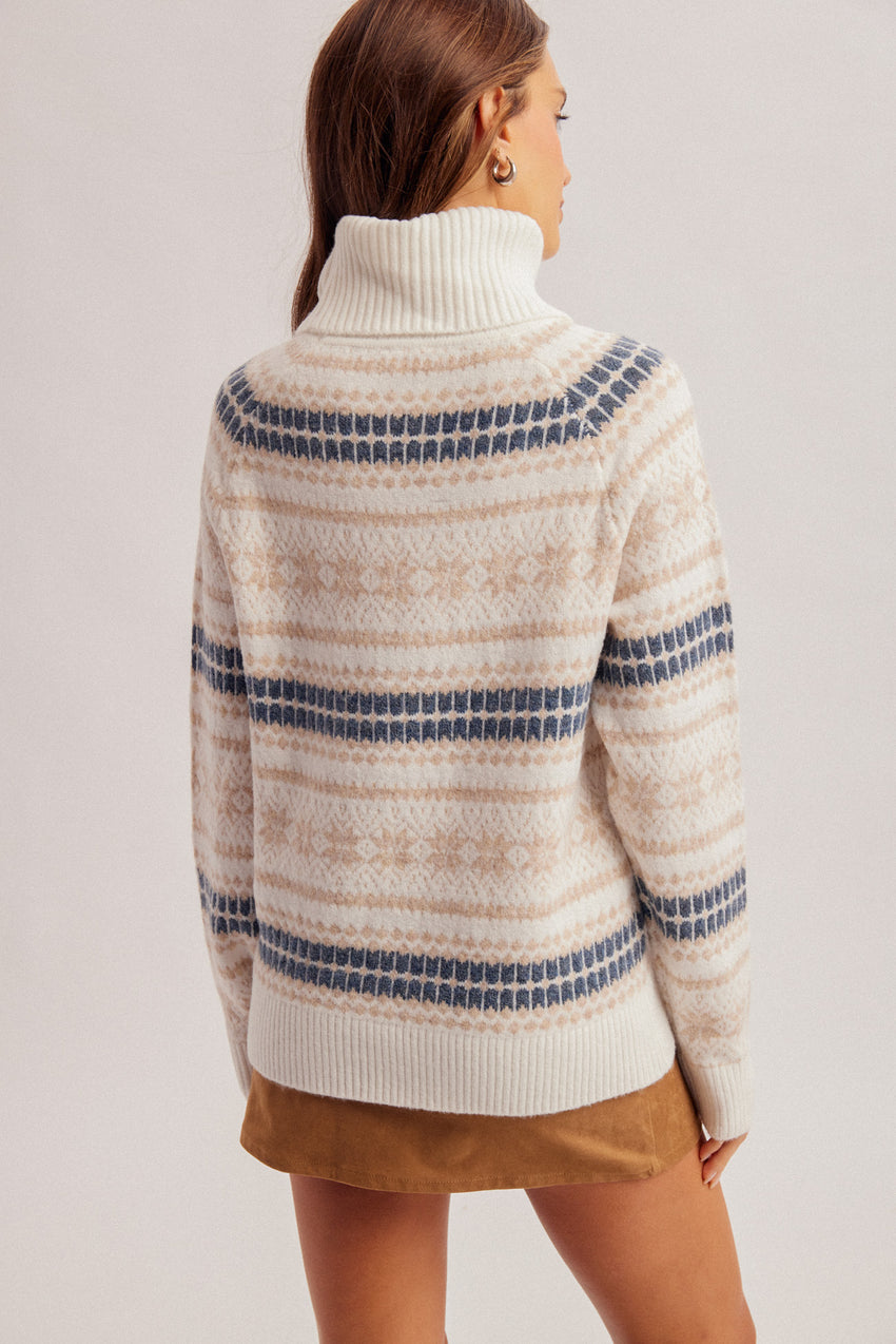 39588 Turtle Neck Fairisle LS Sweater