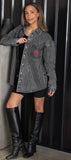 OU RHINESTONE BUTTON DOWN