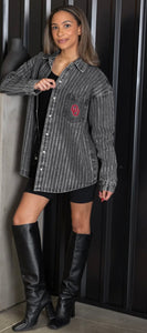 OU RHINESTONE BUTTON DOWN