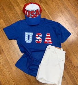 USA STARS & STRIPES PATCH GRAPHIC TEE