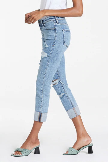 Glass Beach Blaire Slim Straight Cuffed Jean