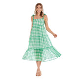Vivianne Gingham Maxi Dress in Mint Green