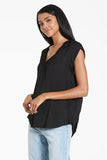 Yanis Black Scoop Neck Top